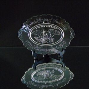 USA Bicentennial Plate 1776-1976 Clear Glass Vintage Commemorative Patriotic